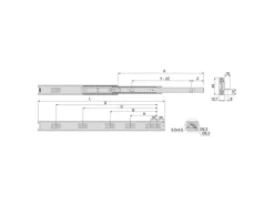 Set di guide a sfera per cassetti con estrazione totale, altezza 45 mm, lunghezza 300 mm, Acciaio, Zincato bianco