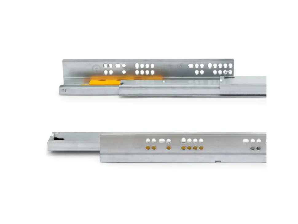 Set di guide per cassetti a scomparsa Silver, estrazione totale, push, profondità 250 mm, Acciaio, Zincato bianco