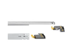Set di guide per cassetti a scomparsa Silver, estrazione totale, con chiusura soft e aggancio, profondità 290 mm, Acciaio, Zincato bianco