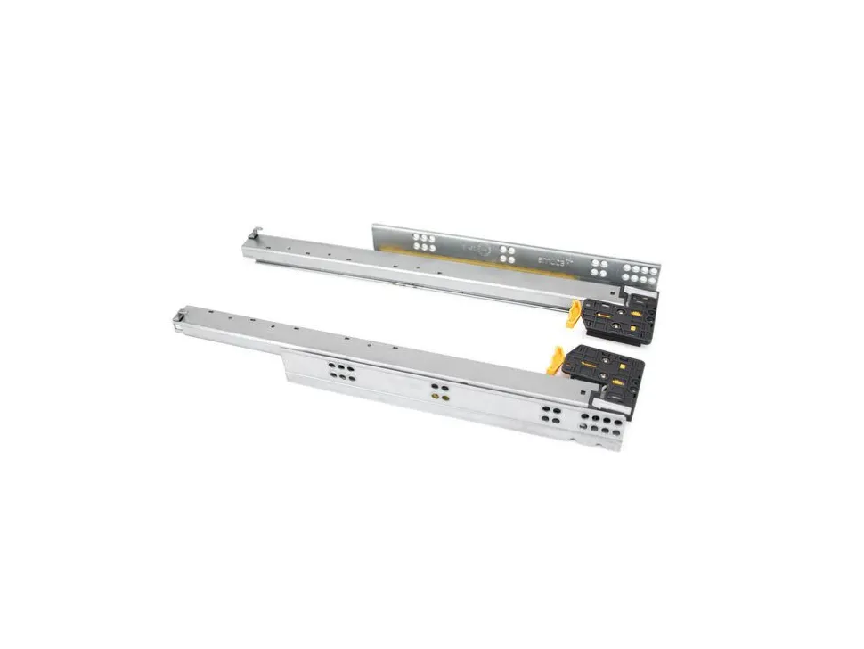 Set di guide per cassetti a scomparsa Silver, estrazione totale, con chiusura soft e aggancio, profondità 290 mm, Acciaio, Zincato bianco