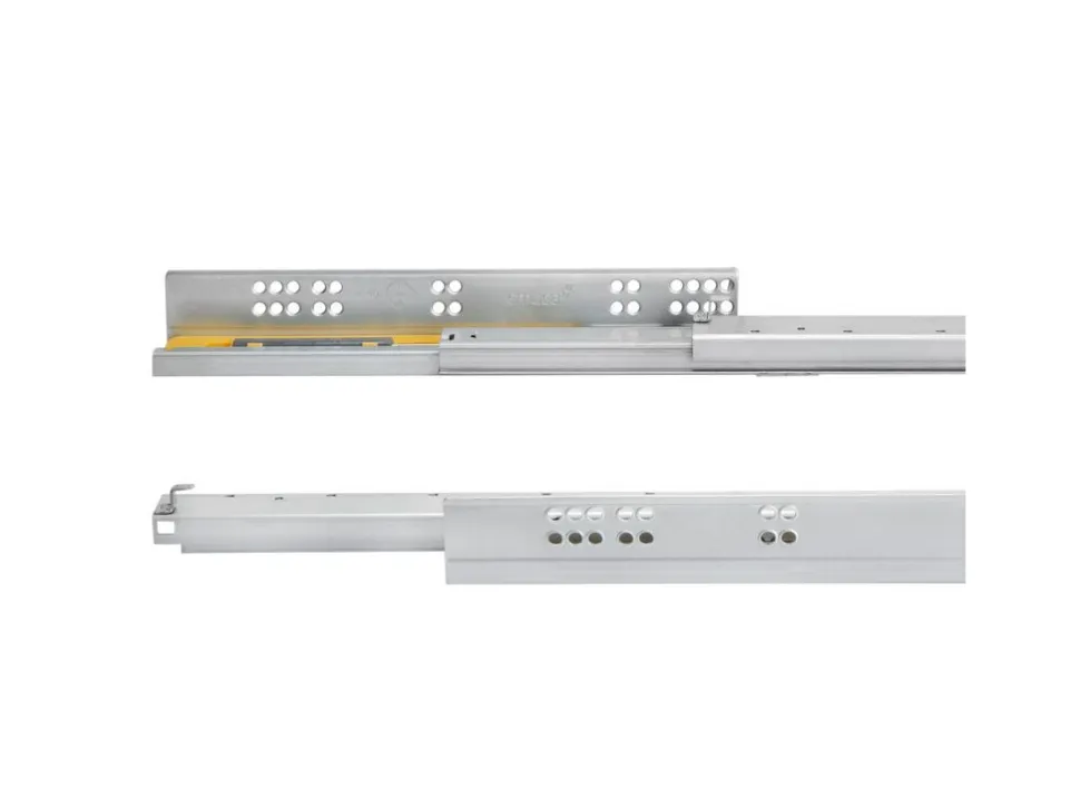 Set di guide per cassetti a scomparsa Silver, estrazione totale, con chiusura soft e aggancio, profondità 290 mm, Acciaio, Zincato bianco