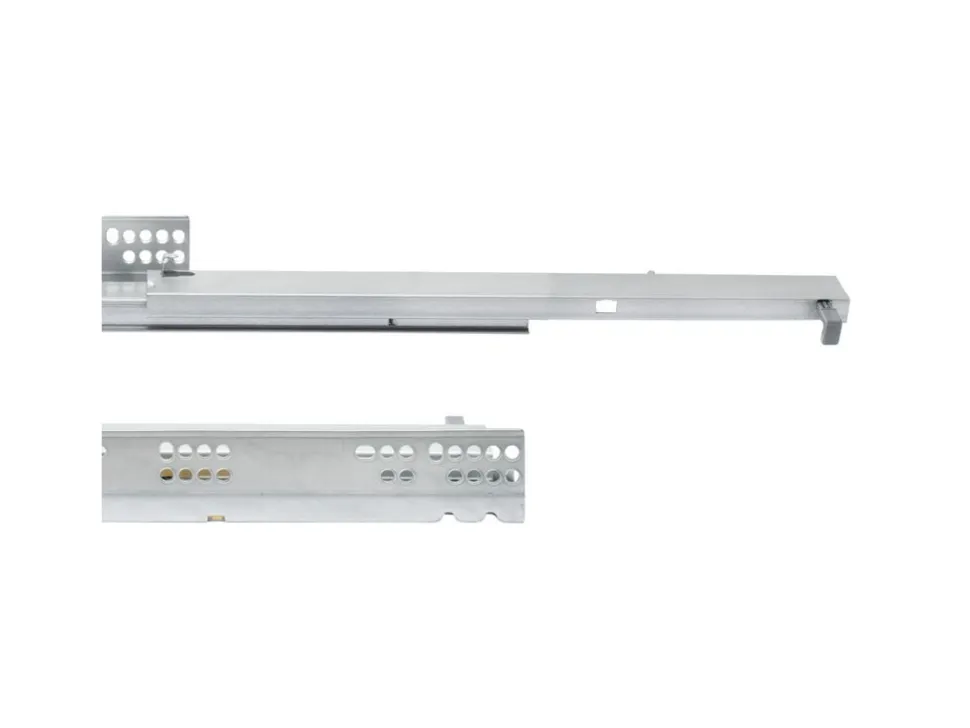 Set di guide per cassetti a scomparsa Silver, estrazione totale, chiusura soft, profondità 250 mm, Acciaio, Zincato bianco