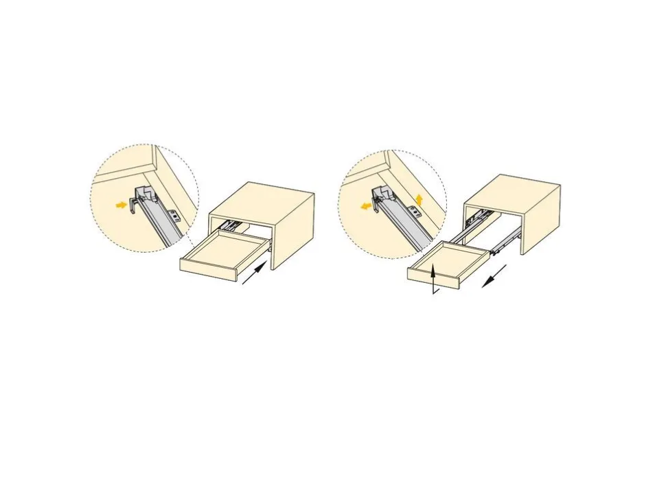 Set di guide per cassetti a scomparsa Silver, estrazione totale, chiusura soft, profondità 250 mm, Acciaio, Zincato bianco