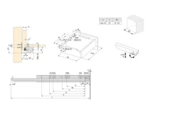 Set di guide per cassetti a scomparsa Silver, estrazione totale, chiusura soft, profondità 250 mm, Acciaio, Zincato bianco