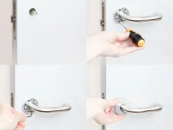 Set di maniglie per porte interne con rosetta D.53mm forma a U in Acciaio inossidabile