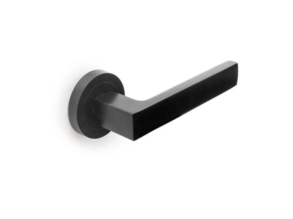 Set di maniglie per porte interne Mackay con rosetta da D.50 mm in Alluminio disponibile in 2 colori