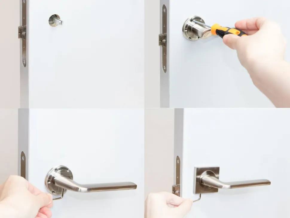 Set di maniglie per porte interne Sydney con rosetta 50x50 in Alluminio e Zama
