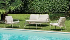 Set divani da Esterno Montpellier con Divano, 2 Poltrone e Tavolino in Alluminio Creta e Corda
