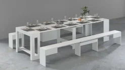 Set 2 Panche allungabili per consolle finitura Bianco Lucido