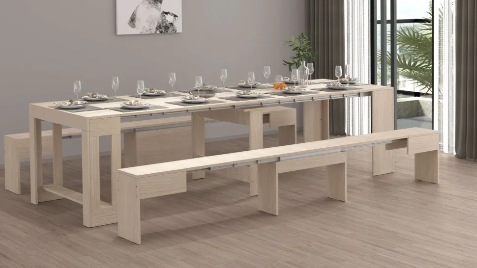 Set 2 Panche allungabili per consolle finitura Olmo