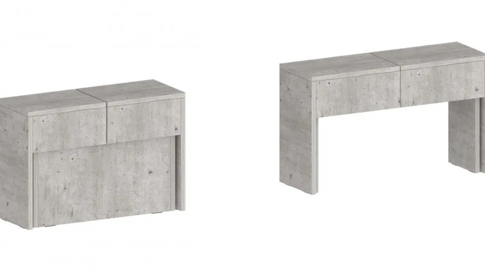 Set 2 Panche allungabili per consolle finitura Cemento