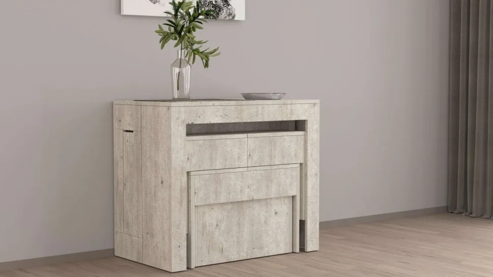 Set 2 Panche allungabili per consolle finitura Cemento
