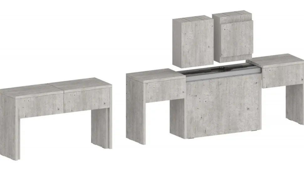 Set 2 Panche allungabili per consolle finitura Cemento