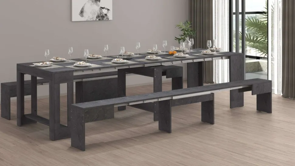 Set 2 Panche allungabili per consolle finitura Ardesia