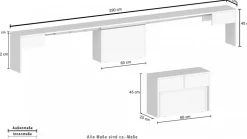Set 2 Panche allungabili per consolle finitura Bianco Frassino