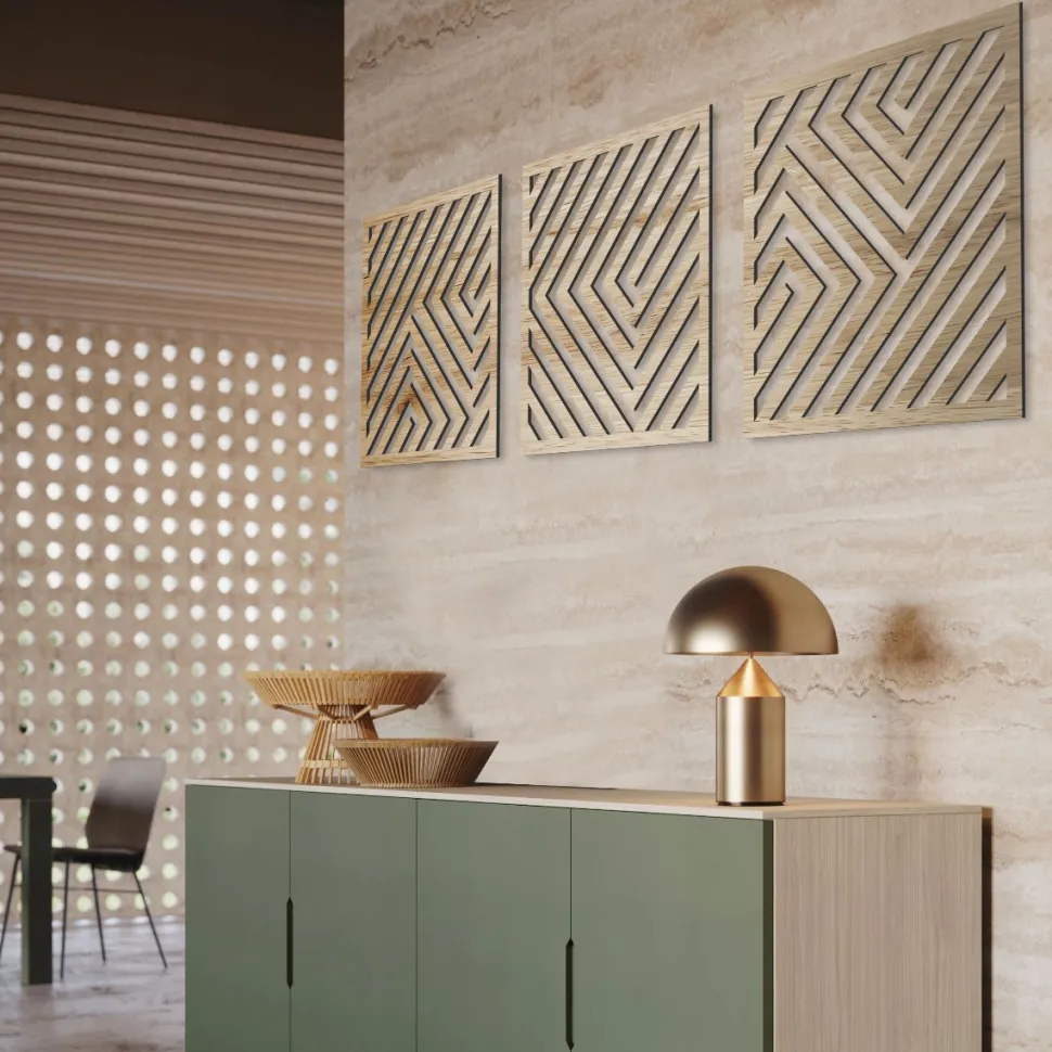 Set 3 Pannelli decorativi in finitura legno chiaro