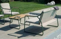 Set Relax da Esterno Tinos con Divano, 2 Poltrone e Tavolino in Ferro Verniciato e Vetroceramica