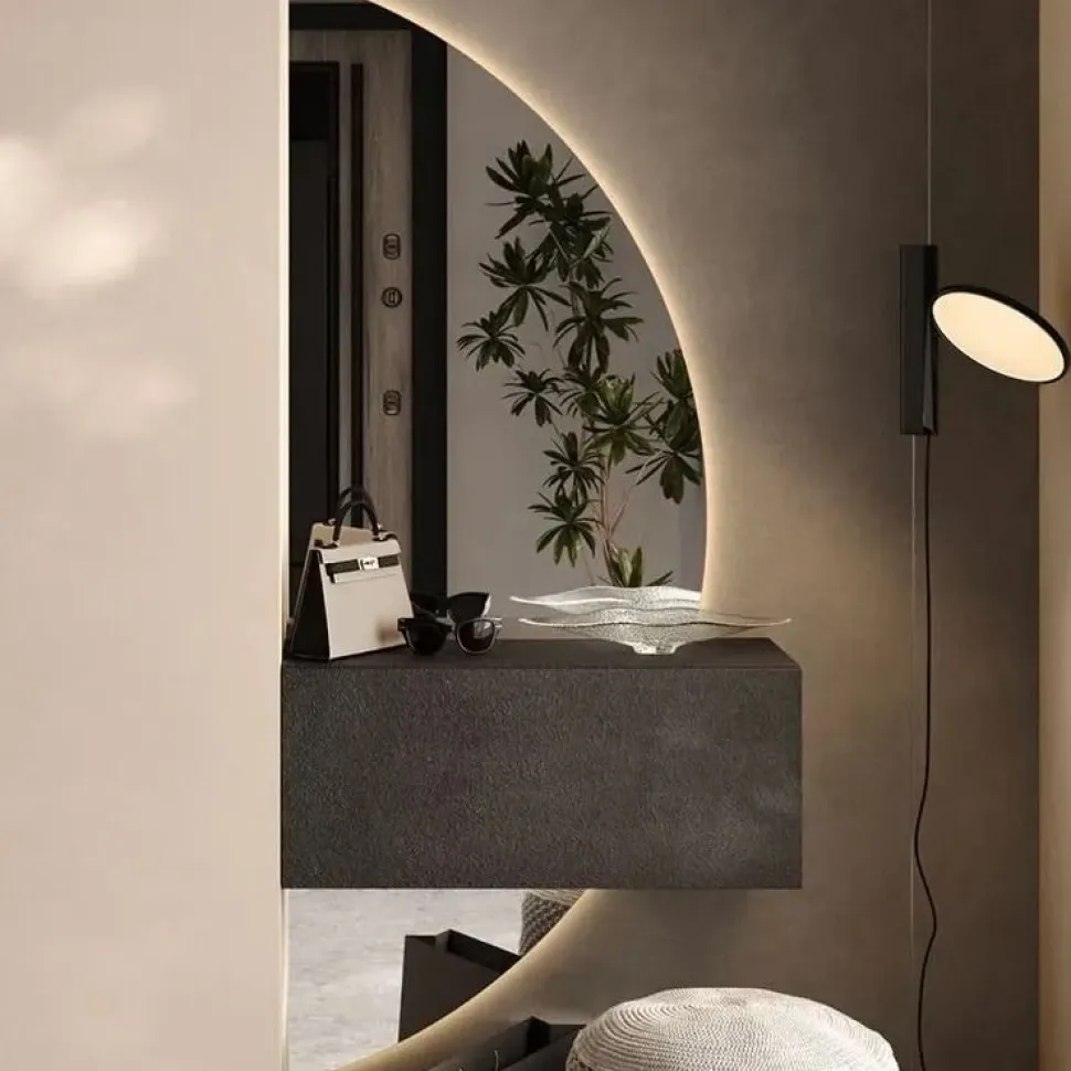 Set specchiere mezzaluna retroilluminate luce calda