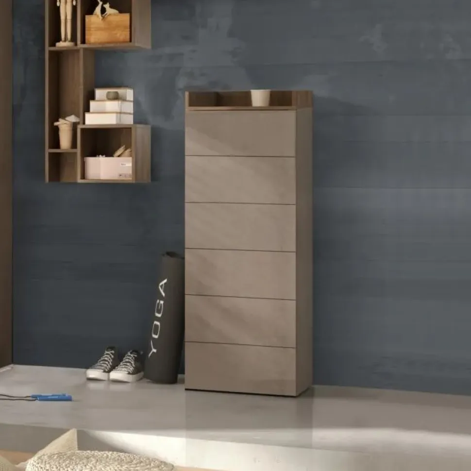 Settimino a 6 cassetti Alex linea Chèrie in finitura Bronzo e Rovere Mercure