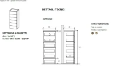 Settimino a 6 cassetti Alex linea Chèrie in finitura Bronzo e Rovere Mercure