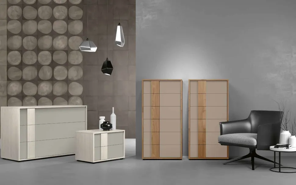 Settimino moderno 6 cassetti con maniglia integrata in MDF disponibile in vari colori