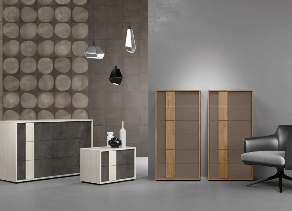 Settimino moderno 6 cassetti con maniglia integrata in MDF disponibile in vari colori