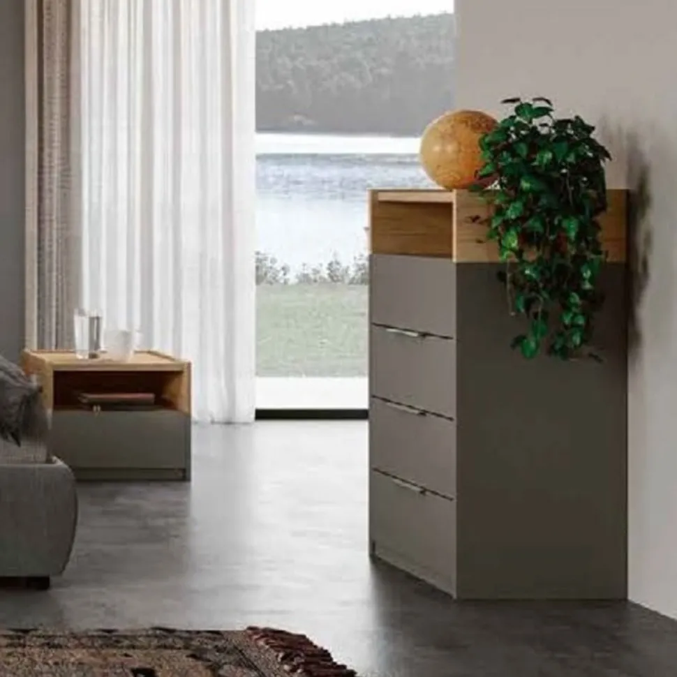 Settimino moderno 4 cassetti con vano a giorno Box disponibile in vari colori