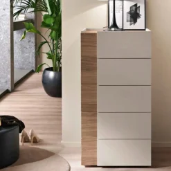 Settimino moderno 5 cassetti con maniglia e inserto laterale disponibile in vari colori Klass linea Domino