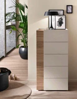 Settimino moderno 5 cassetti con maniglia e inserto laterale disponibile in vari colori Klass linea Domino