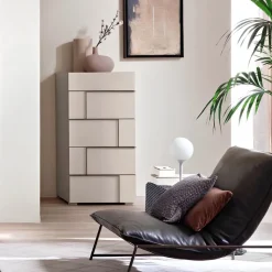 Settimino moderno 5 cassetti con maniglia ergonomica disponibile in vari colori Morgan linea Domino