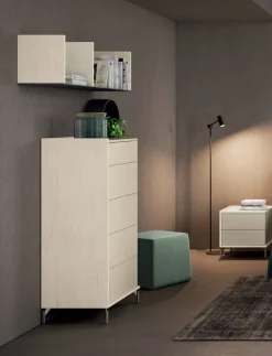 Settimino retrofinito con 5 cassetti modello Slot Linea Lotto disponibile in 16 colori