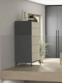 Settimino retrofinito con 5 cassetti modello Slot Linea Lotto disponibile in 16 colori