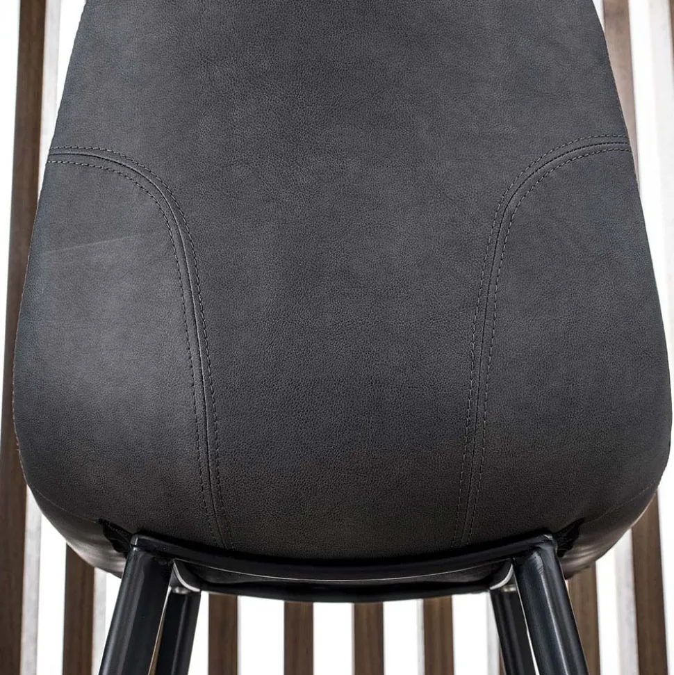 Sgabello Cinquecento con gambe a slitta in Ecopelle effetto Nabuk