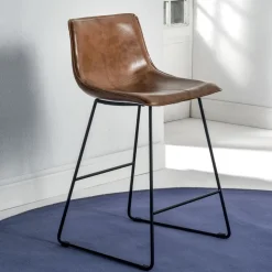 Sgabello Dublin con gambe a slitta in Ecopelle cuoio vissuto