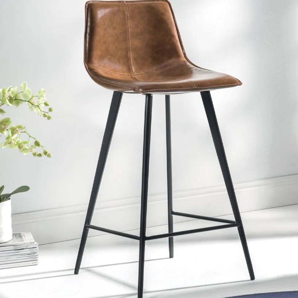 Sgabello Dublin in Ecopelle cuoio vissuto