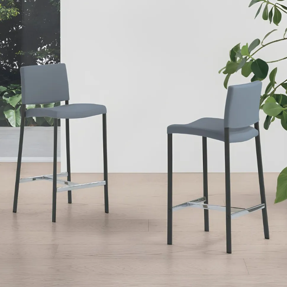 Sgabello fisso con seduta imbottita e rivestita in tessuto Zara disponibile in 6 colori