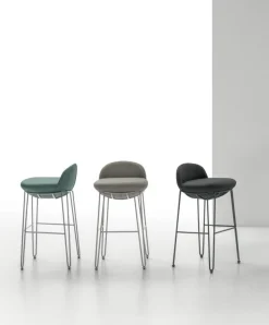 Sgabello fisso con seduta rivestita in tessuto Vovo PLUS disponibile in 6 colori