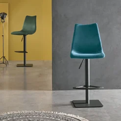 Sgabello regolabile con seduta imbottita e rivestita Maiorca disponibile in vari colori