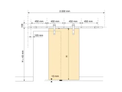 Sistema Bram per ante scorrevoli sospese in legno con chiusura soft