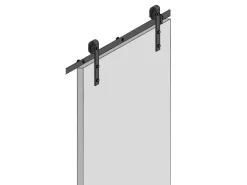 Sistema Bram per ante scorrevoli sospese in legno con chiusura soft