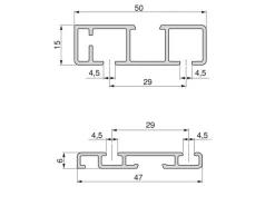 Sistema Flow 2 da superficie in kit per un armadio con 2 ante scorrevoli in legno supportate da chiusura ammortizzata