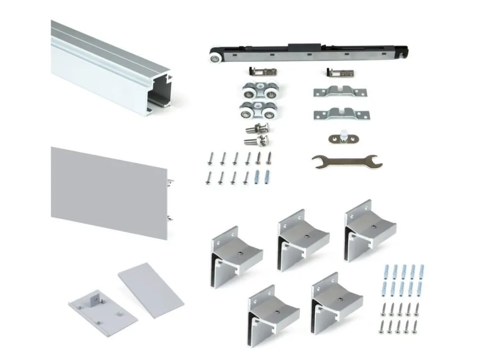 Sistema per ante scorrevoli sospese in legno Railway con chiusura soft