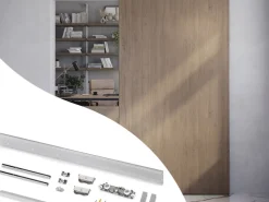 Sistema per ante scorrevoli sospese in legno con chiusura soft