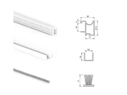 Sistema scorrevole per armadio a 2 ante con chiusura ammortizzata Placard 74 e profilo Wave Verniciato bianco