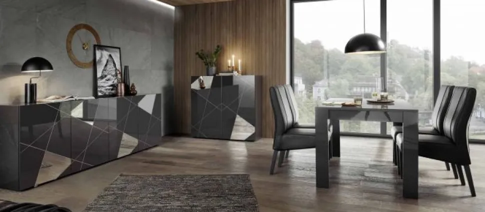 Soggiorno Alfa linea Gamma in Grigio Lucido