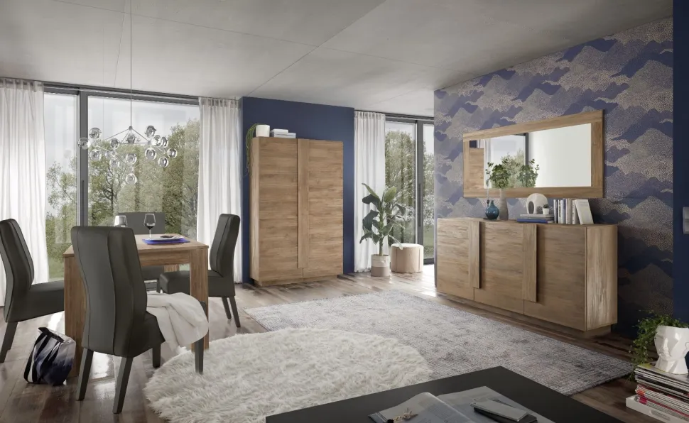 Soggiorno Ares linea Sax in finitura Rovere Mercure
