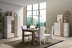 Soggiorno Blume linea Olimpo finitura Bianco Lucido e Rovere Kadiz