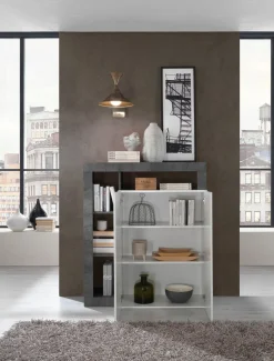 Soggiorno Carla linea Frame in Bianco Lucido e Ossido