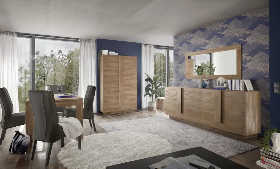 Soggiorno Claudia linea Sax in finitura Rovere Mercure