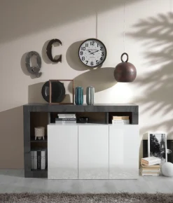 Soggiorno Clea linea Frame in Bianco Lucido e Ossido